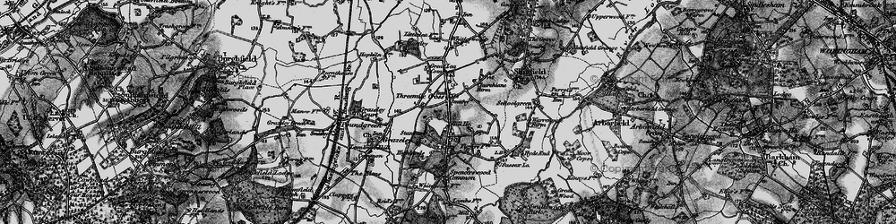 Old map of Three Mile Cross in 1895