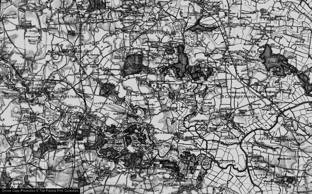 Old Map of Threehammer Common, 1898 in 1898