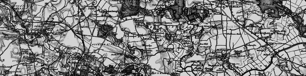 Old map of Threehammer Common in 1898