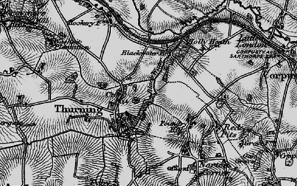 Old map of Thurning in 1898