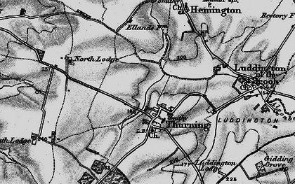 Old map of Thurning in 1898