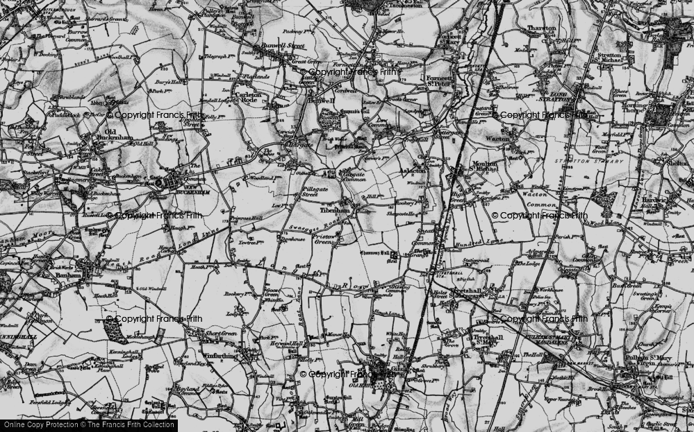 Old Map of Tibenham, 1898 in 1898