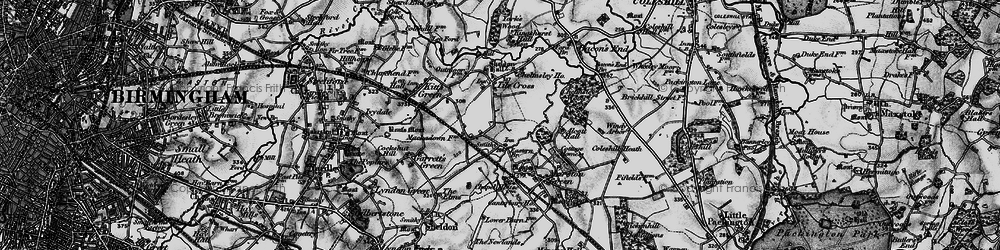 Old map of Tile Cross in 1899