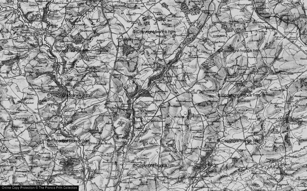 Old Map of Historic Map covering Ashwater Wood in 1895