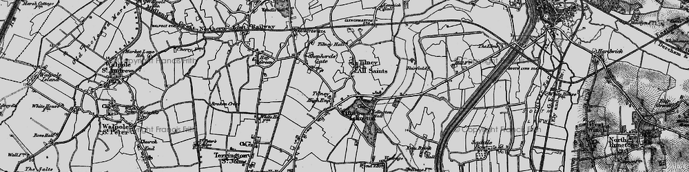 Old map of Tilney All Saints in 1893