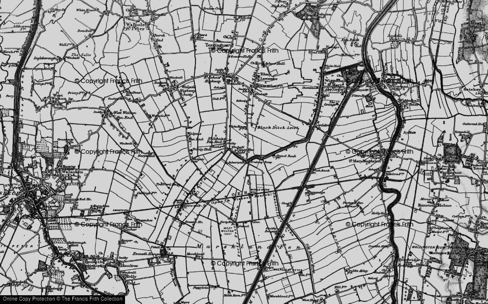 Old Map of Tilney Fen End, 1893 in 1893