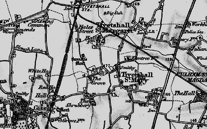 Old map of Tivetshall St Margaret in 1898