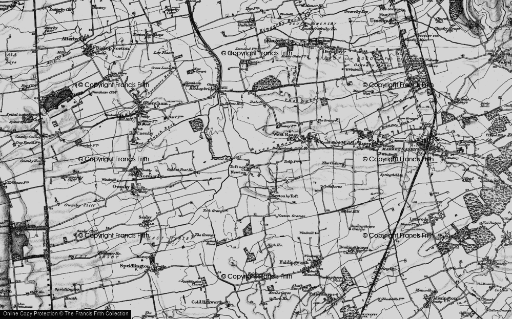 Old Map of Toft next Newton, 1898 in 1898