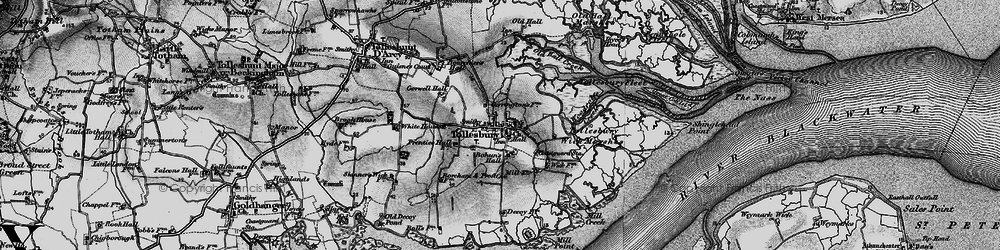 Old map of Tollesbury Wick Marshes in 1895