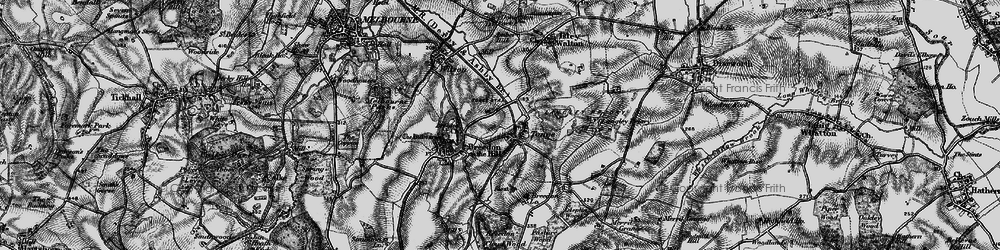Old map of Langley Priory in 1895