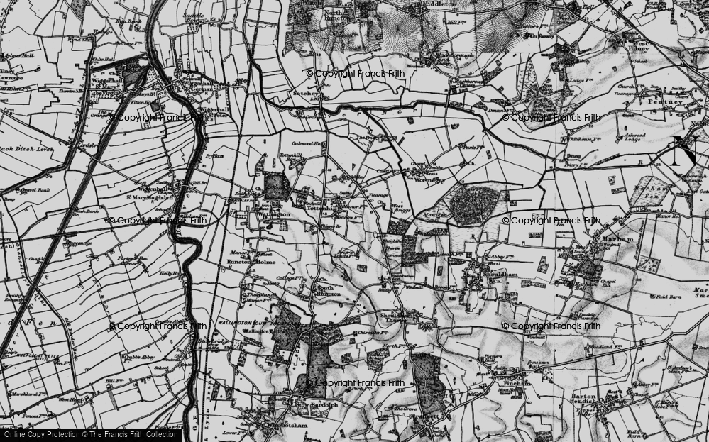 Old Map of Tottenhill, 1893 in 1893
