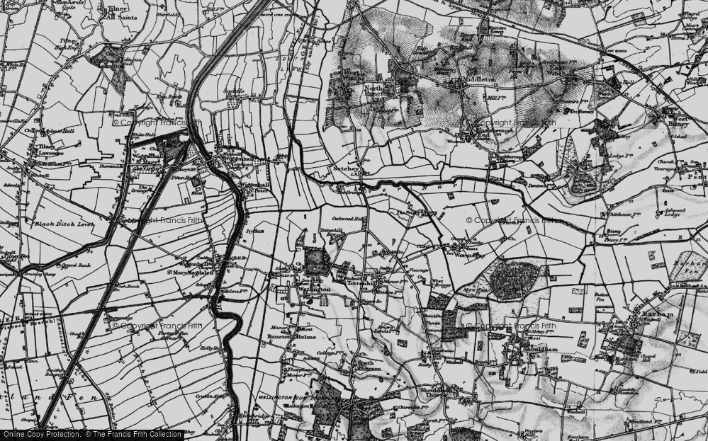 Old Map of Tottenhill Row, 1893 in 1893