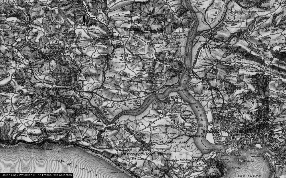 Old Map of Historic Map covering Longlands in 1896