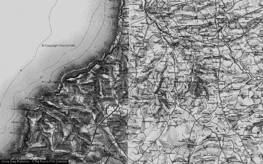 Old Map of Historic Map covering Barton Hele in 1896