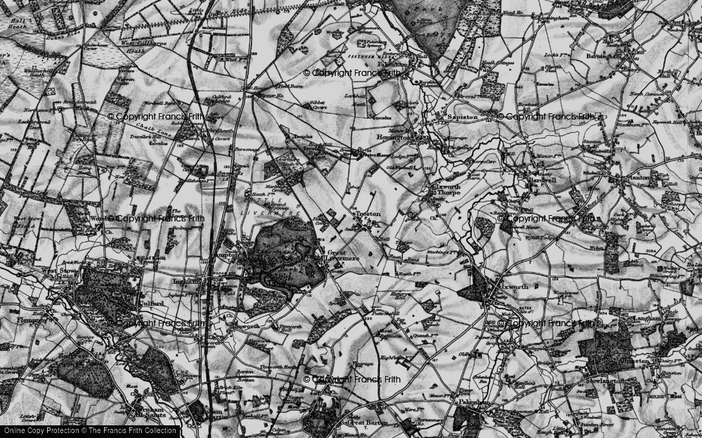 Old Map of Historic Map covering Black Hill in 1898