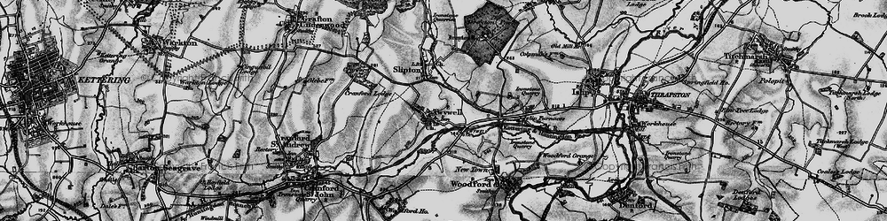 Old map of Twywell in 1898