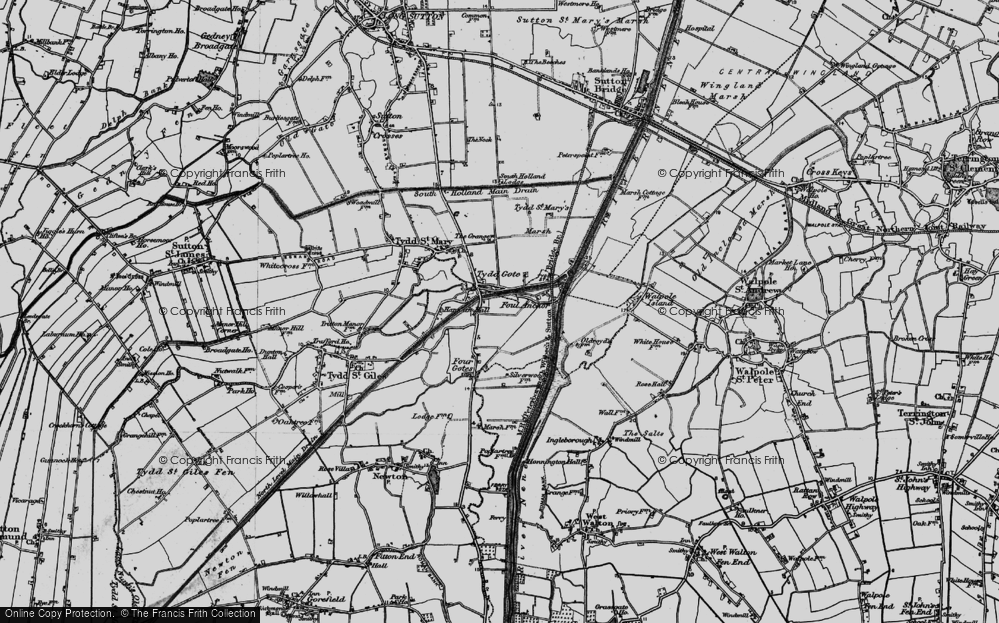 Old Map of Tydd Gote, 1898 in 1898