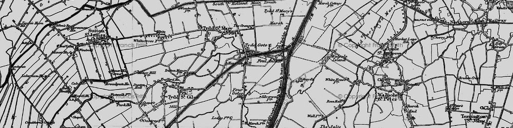 Old map of Tydd Gote in 1898