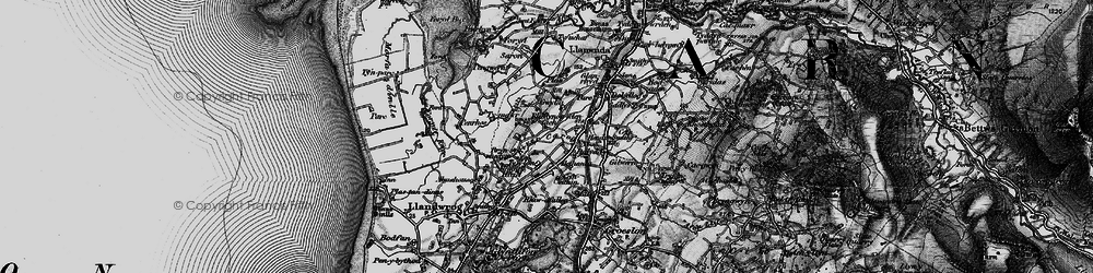 Old map of Afon Carrog in 1899
