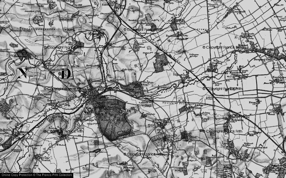 Old Map of Historic Map covering Burghley Ho in 1895