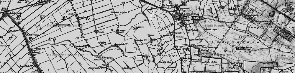 Old map of Undley in 1898