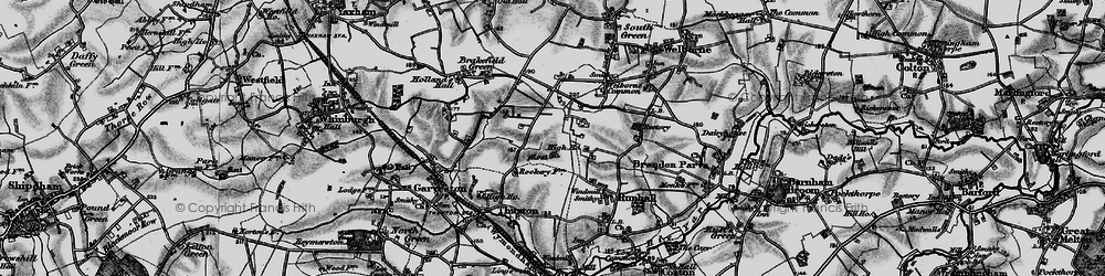 Old map of Upper Brandon Parva in 1898