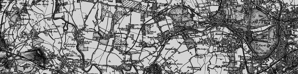 Old map of Upper Halliford in 1896