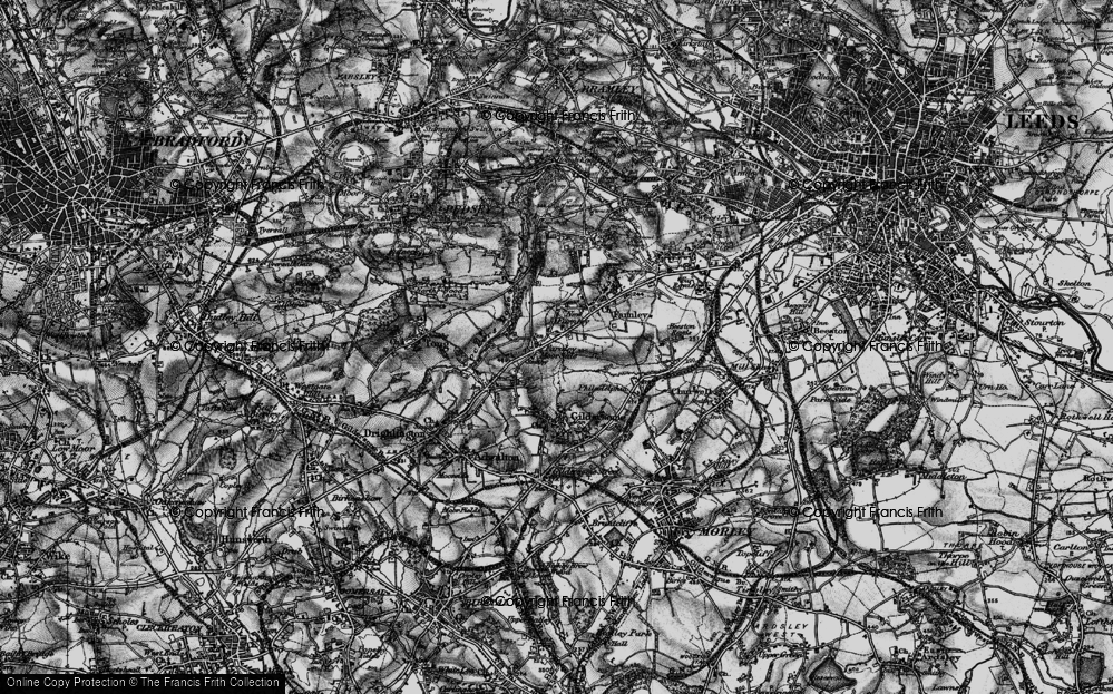 Old Map of Upper Moor Side, 1896 in 1896