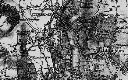 Old map of Uxbridge Moor in 1896