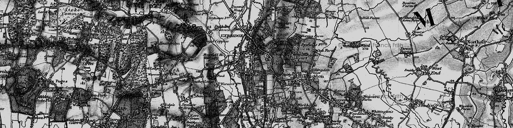 Old map of Uxbridge Moor in 1896