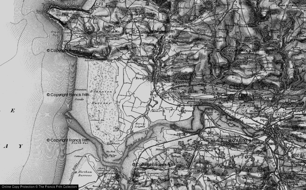 Old Map of Historic Map covering Braunton Great Field in 1897