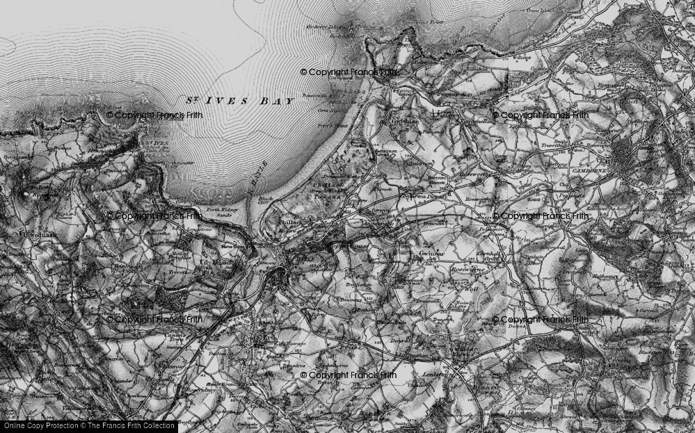 Old Map of Historic Map covering Upton Towans in 1896