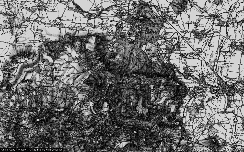Old Map of Historic Map covering Windsor Great Park in 1896