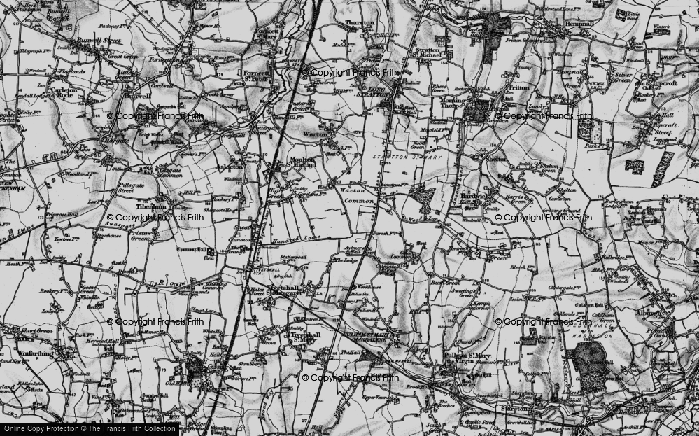 Old Map of Historic Map covering Wacton Common in 1898