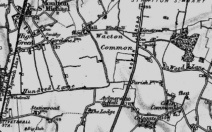 Old map of Wacton Common in 1898