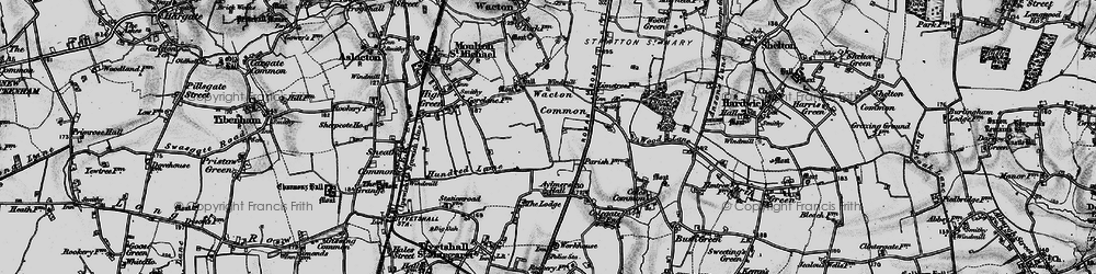 Old map of Wacton Common in 1898