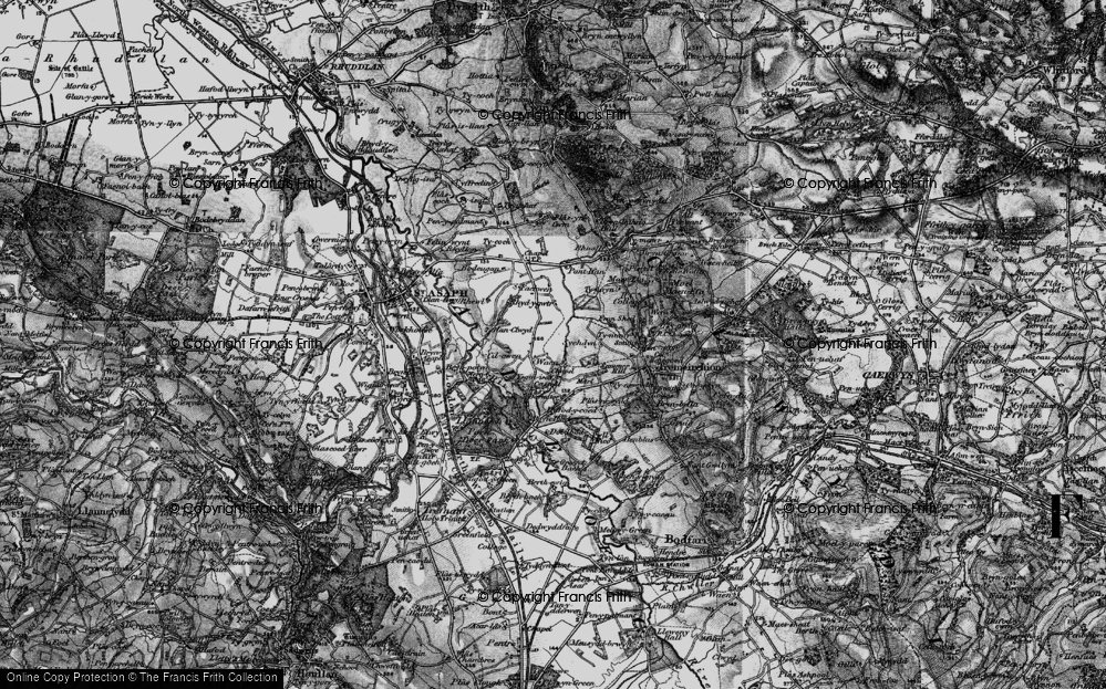Old Map of Historic Map covering Wern Ddu in 1897