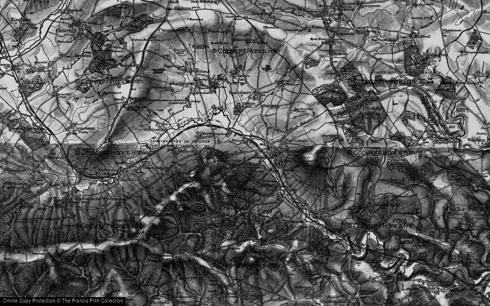 Old Map of Historic Map covering Wychwood Forest in 1896