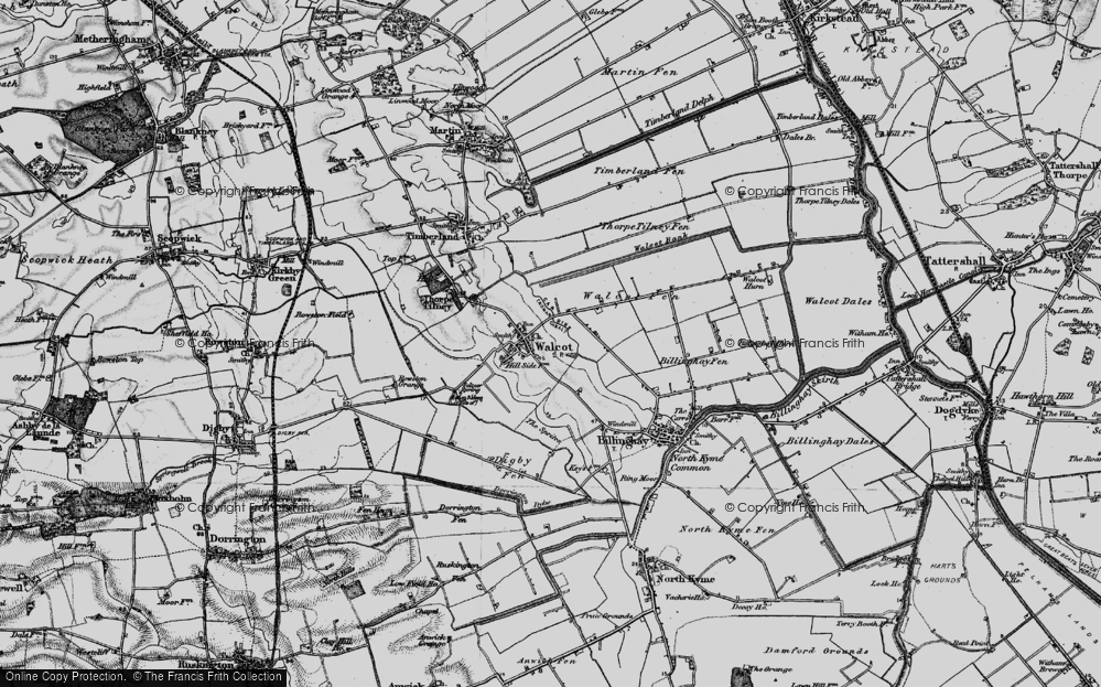 Old Map of Historic Map covering Billinghay Fen in 1899