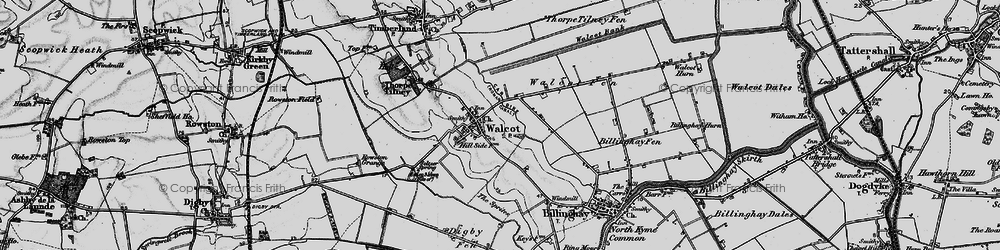Old map of Billinghay Fen in 1899