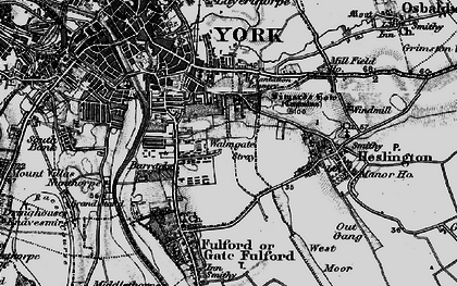 Old map of Walmgate Stray in 1898