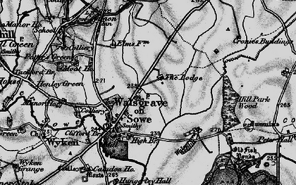 Old map of Walsgrave on Sowe in 1899