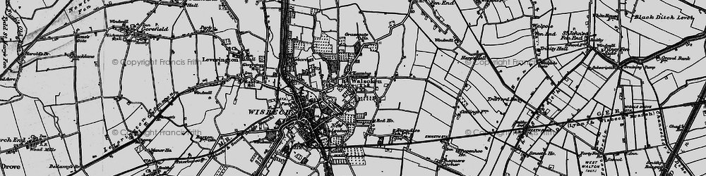 Old map of Walsoken in 1898