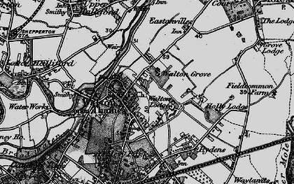 Old map of Walton-on-Thames in 1896