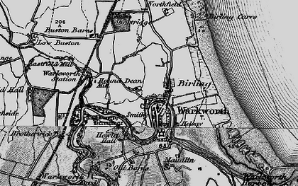 Old map of Warkworth in 1897