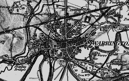 Old map of Warrington in 1896