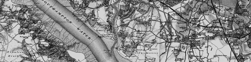 Old map of Warsash in 1895