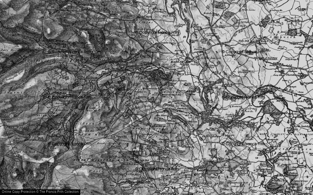 Old Map of Historic Map covering Blackhill Ho in 1897