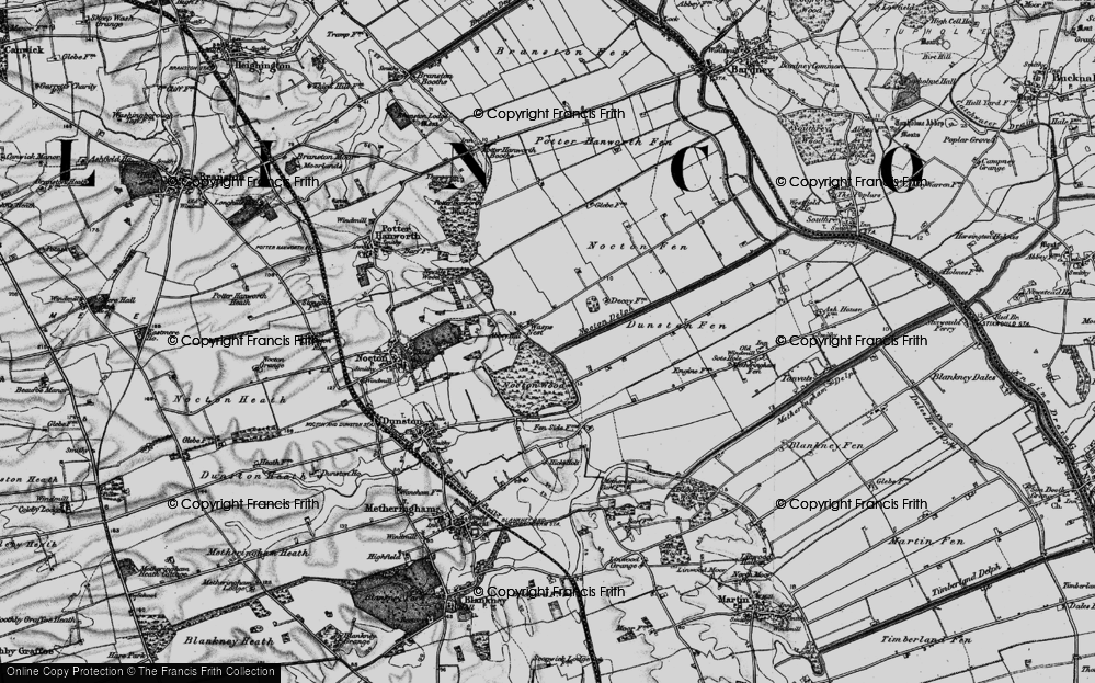 Old Map of Historic Map covering Nocton Fen in 1899