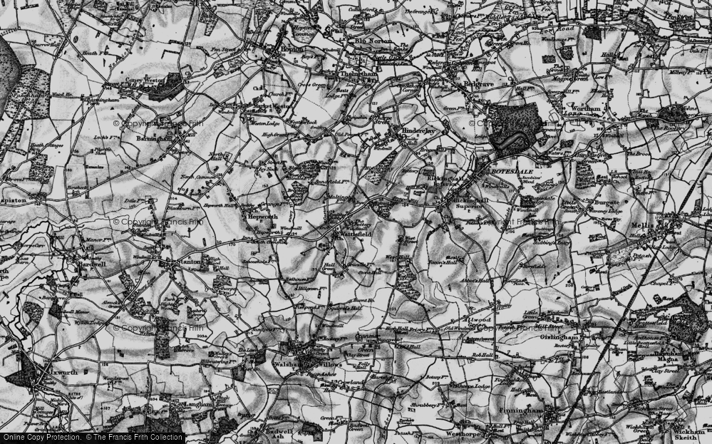 Old Map of Wattisfield, 1898 in 1898